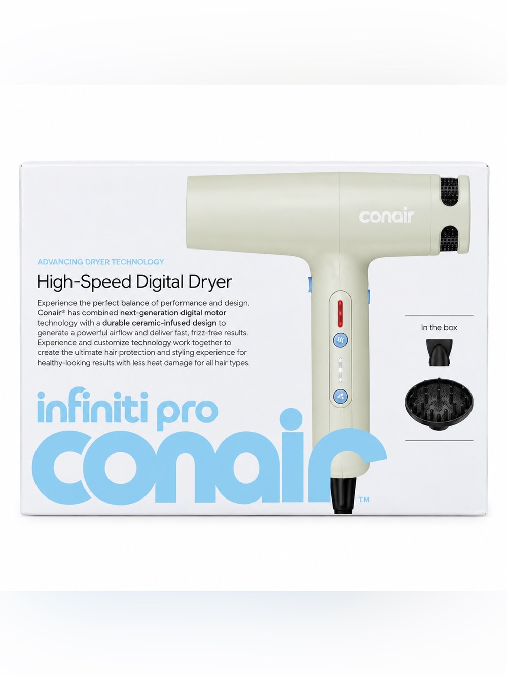 InfinitiPRO Conair High Speed Digital Hair Dryer 955CGD w Diffuser
